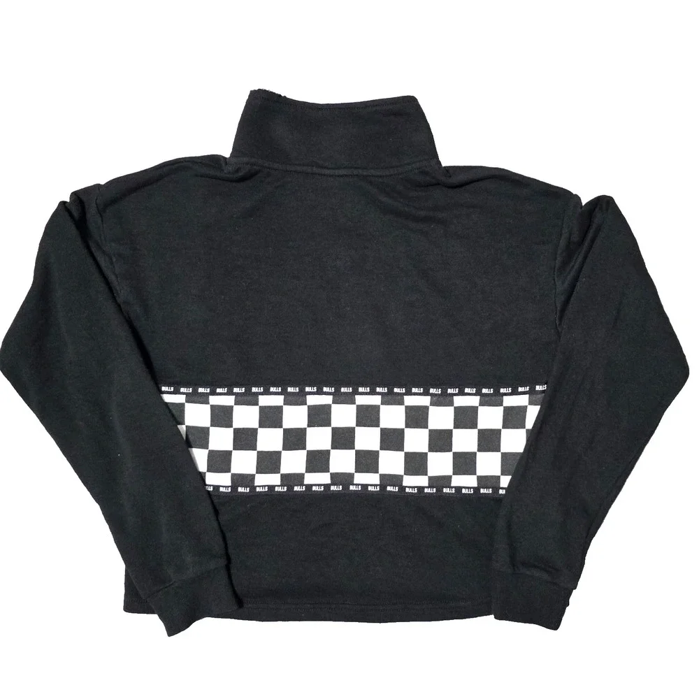 Chicago Bulls NBA Quarter-Zip Pullover Sweatshirt - Checkerboard Crop - Medium
